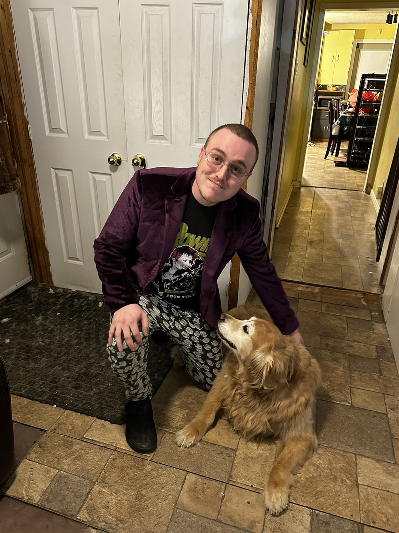 Dog on stairs in the house