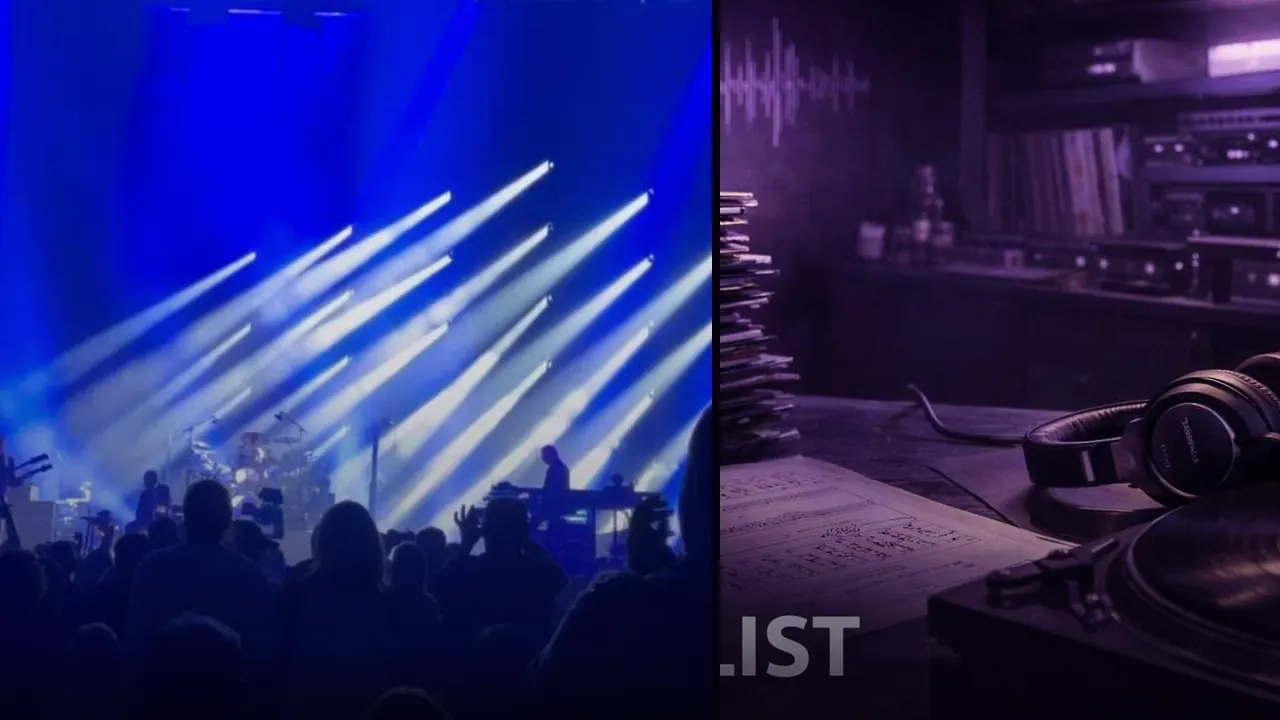 Live-performance atmosphere paired with purpose-built playlist artwork.